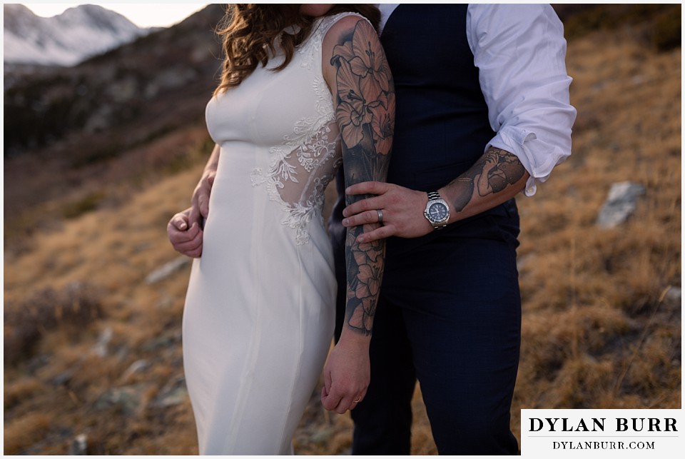 mountain wedding in colorado tatooed couple alternative wedding