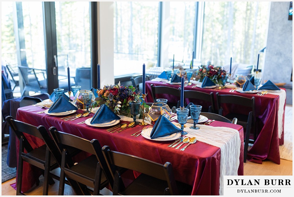 vrbo airbnb wedding in breckenridge table setup