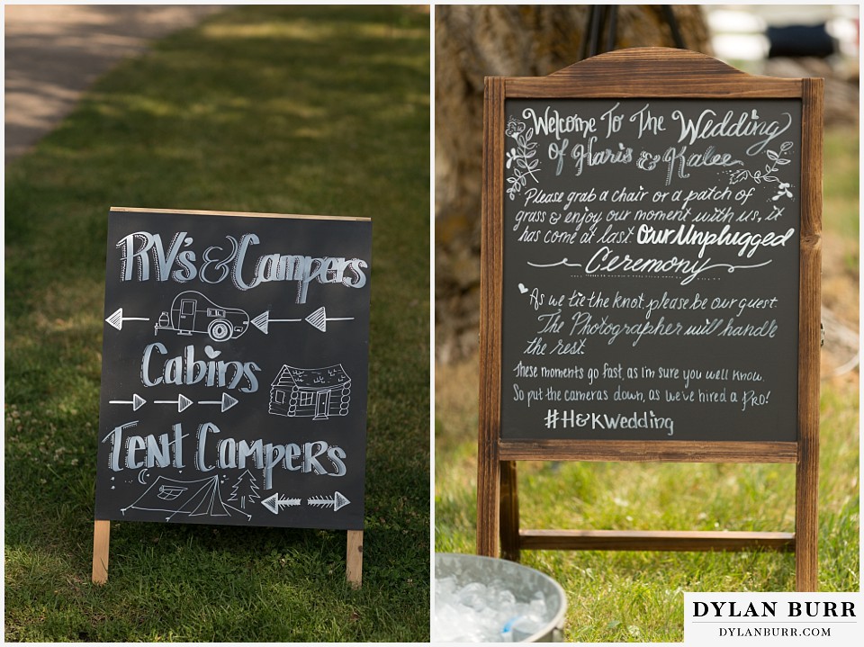 buford lodge wedding buford colorado meeker wedding ceremony chalk signs