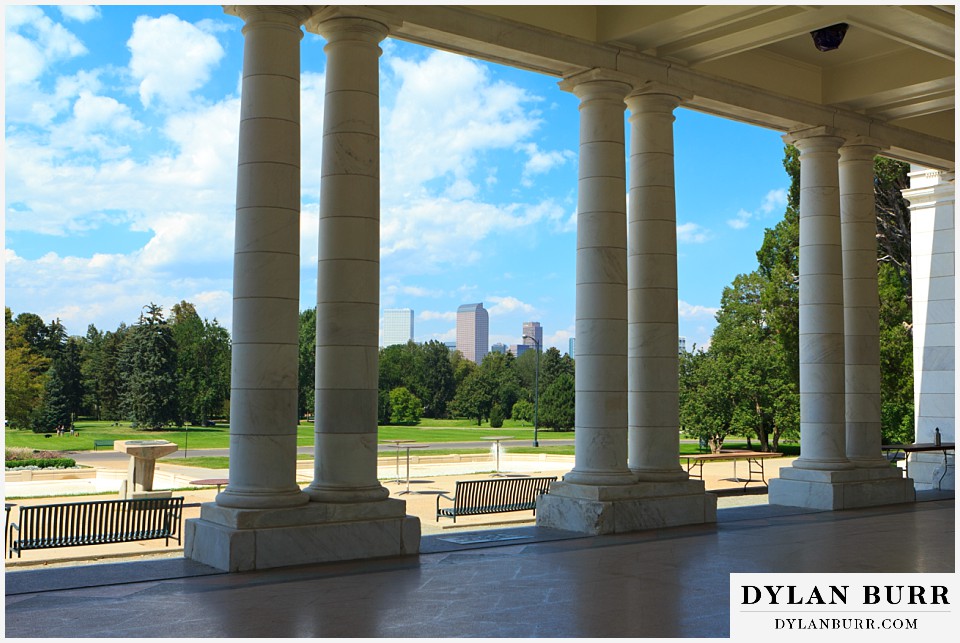 cheesman park pavilion wedding view of downtown denver