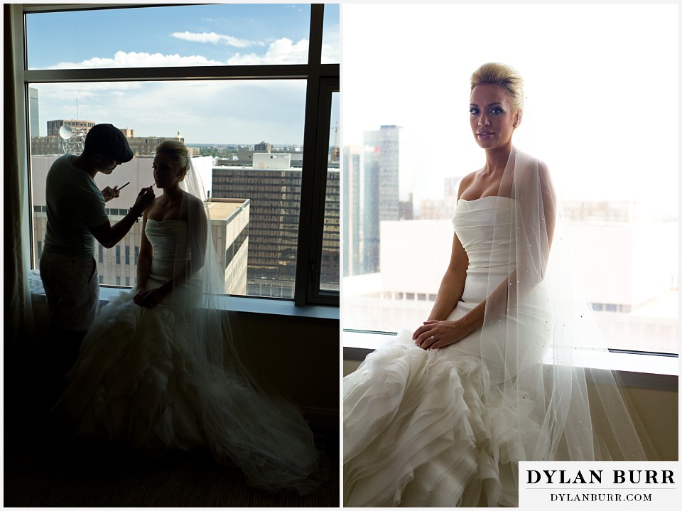 cheesman park pavilion wedding sitting in window