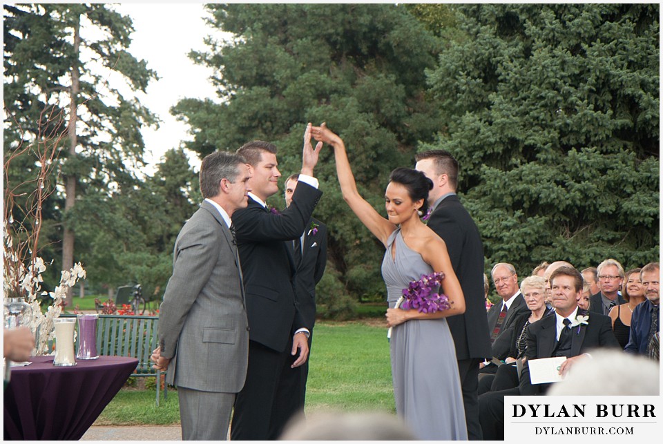 cheesman park pavilion wedding moh high five groom