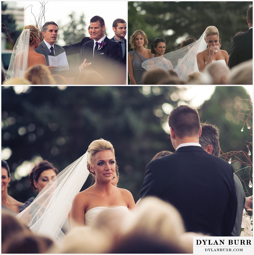 cheesman park pavilion wedding bride and groom reading vows to each other