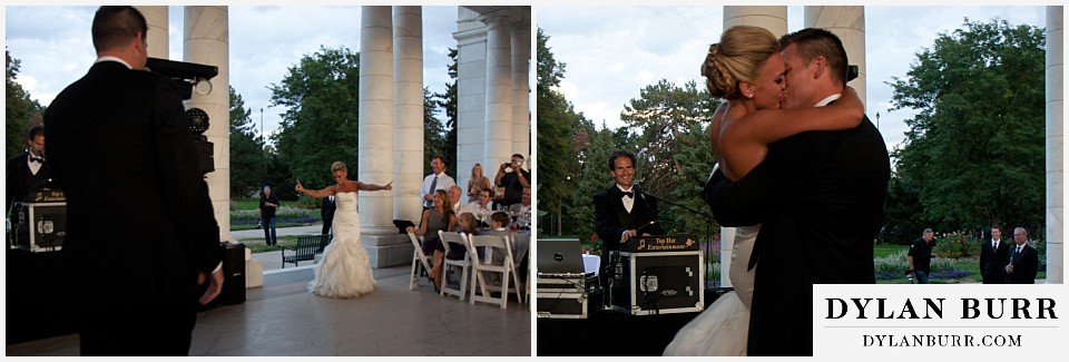 cheesman park pavilion wedding bride and groom entering reception