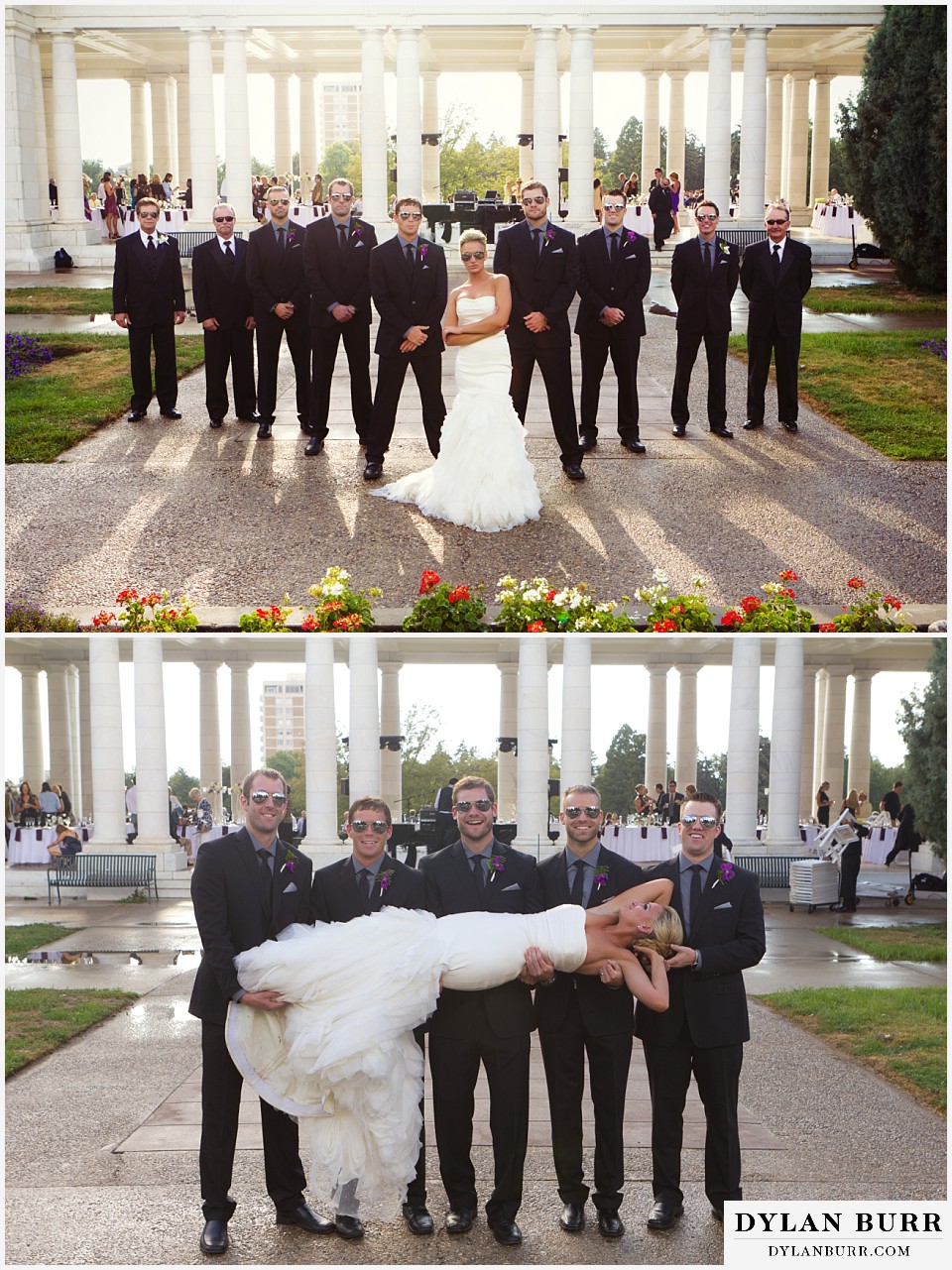 cheesman park pavilion wedding bride and groomsmen