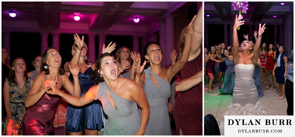 cheesman park pavilion wedding bouquet toss
