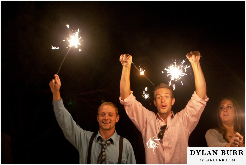 cheesman park pavilion wedding two sparkler guests