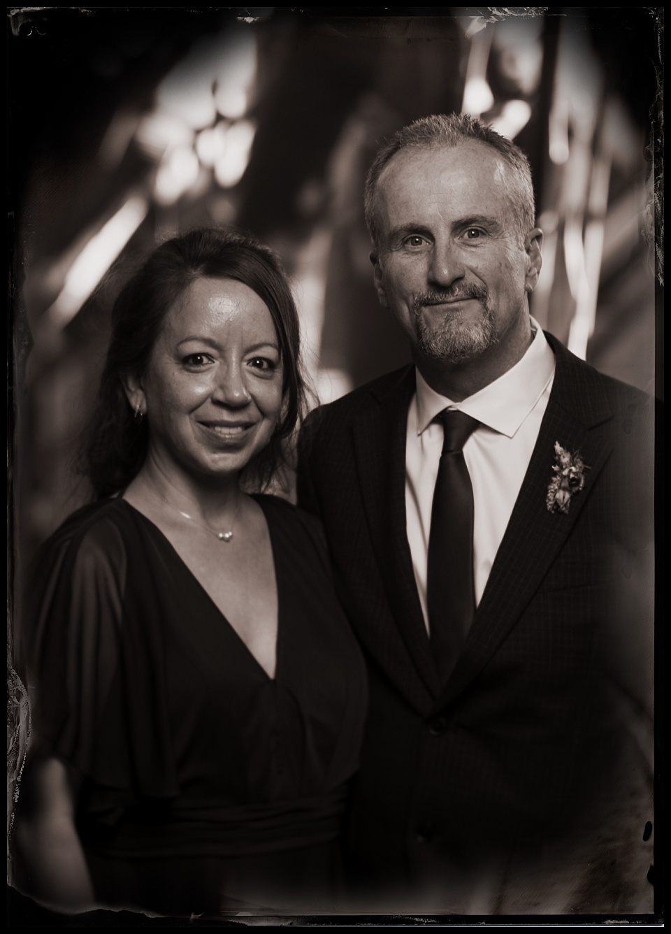 tintype of parents at a wedding