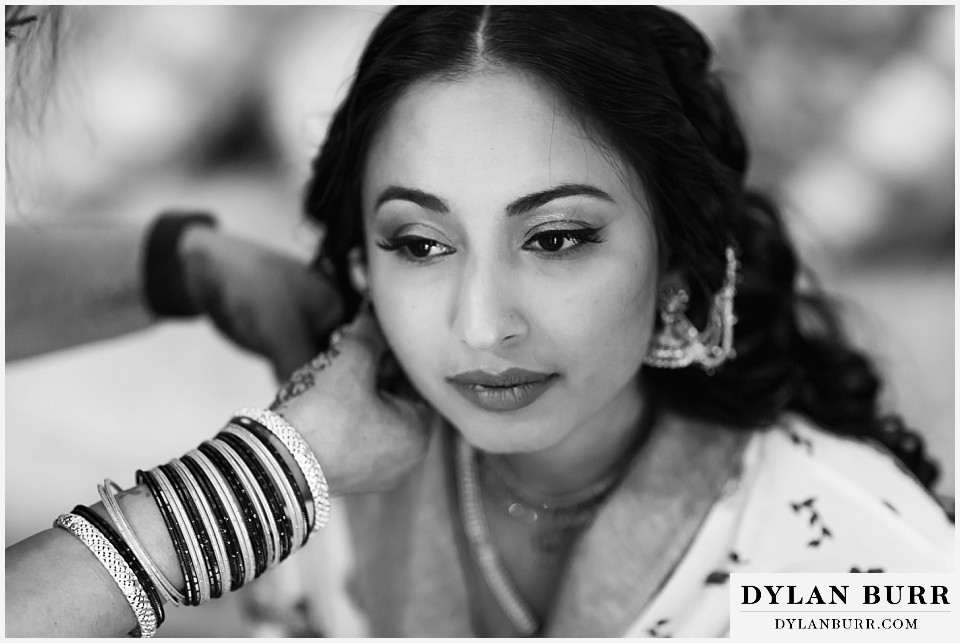 cielo at castle pines wedding colorado mountain wedding black and white of glowing bride