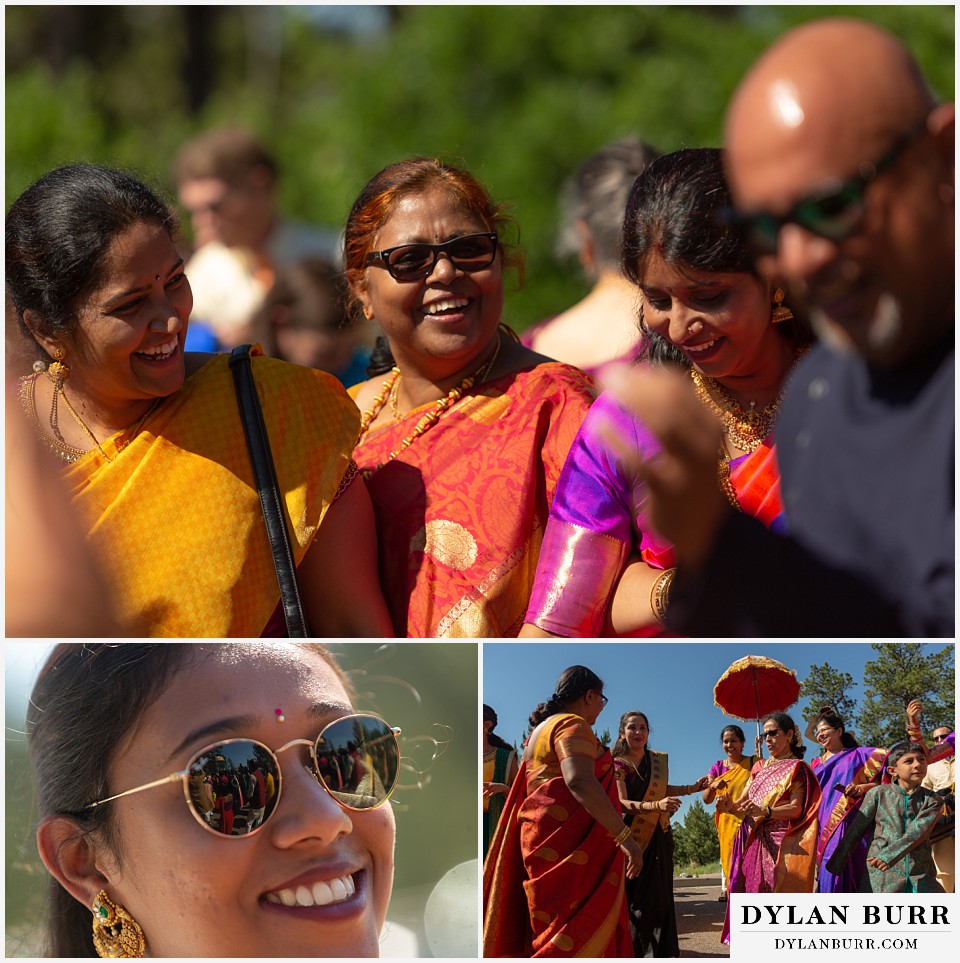 cielo at castle pines wedding colorado mountain wedding family dancing during barat hindu wedding