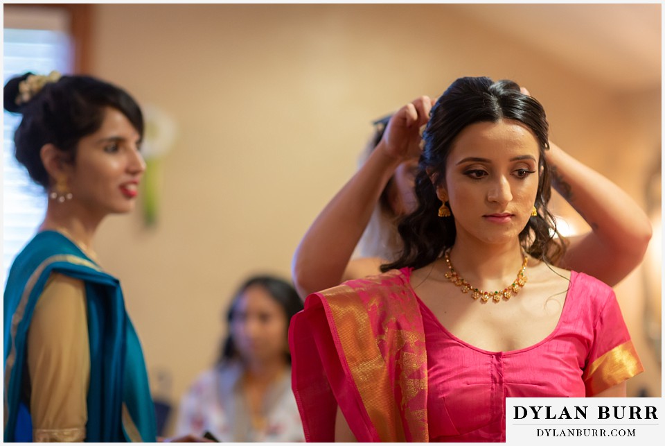 cielo at castle pines wedding colorado mountain wedding bridesmaids getting ready at hindu wedding