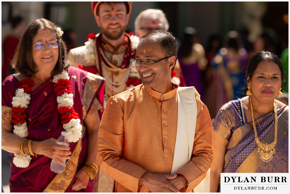 cielo at castle pines wedding colorado mountain wedding family enters hindu ceremony