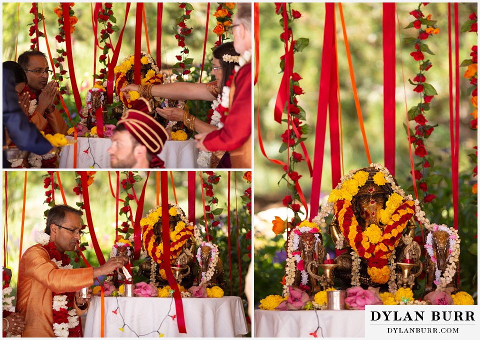 cielo at castle pines wedding colorado mountain wedding ganesh offering hindu wedding ceremony