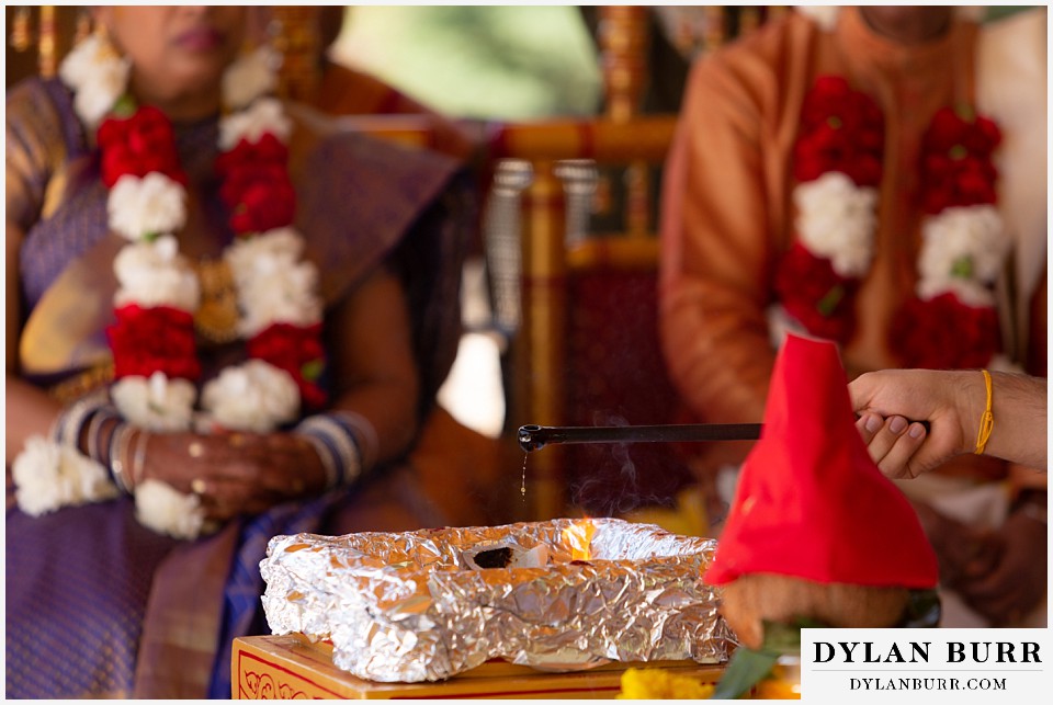 cielo at castle pines wedding colorado mountain wedding close up mandap hindu ceremony