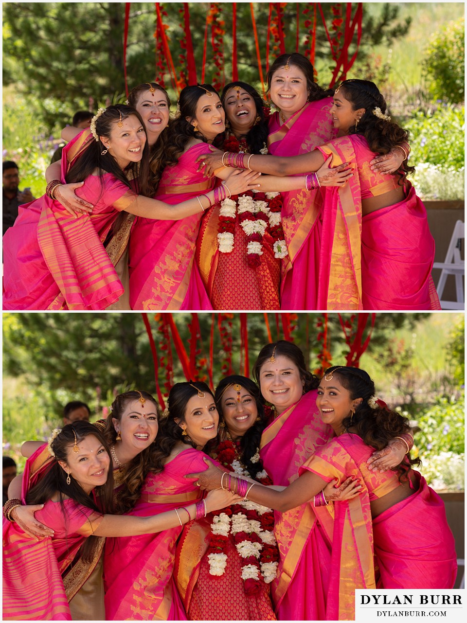 cielo at castle pines wedding colorado mountain wedding hindu bride and bridesmaids