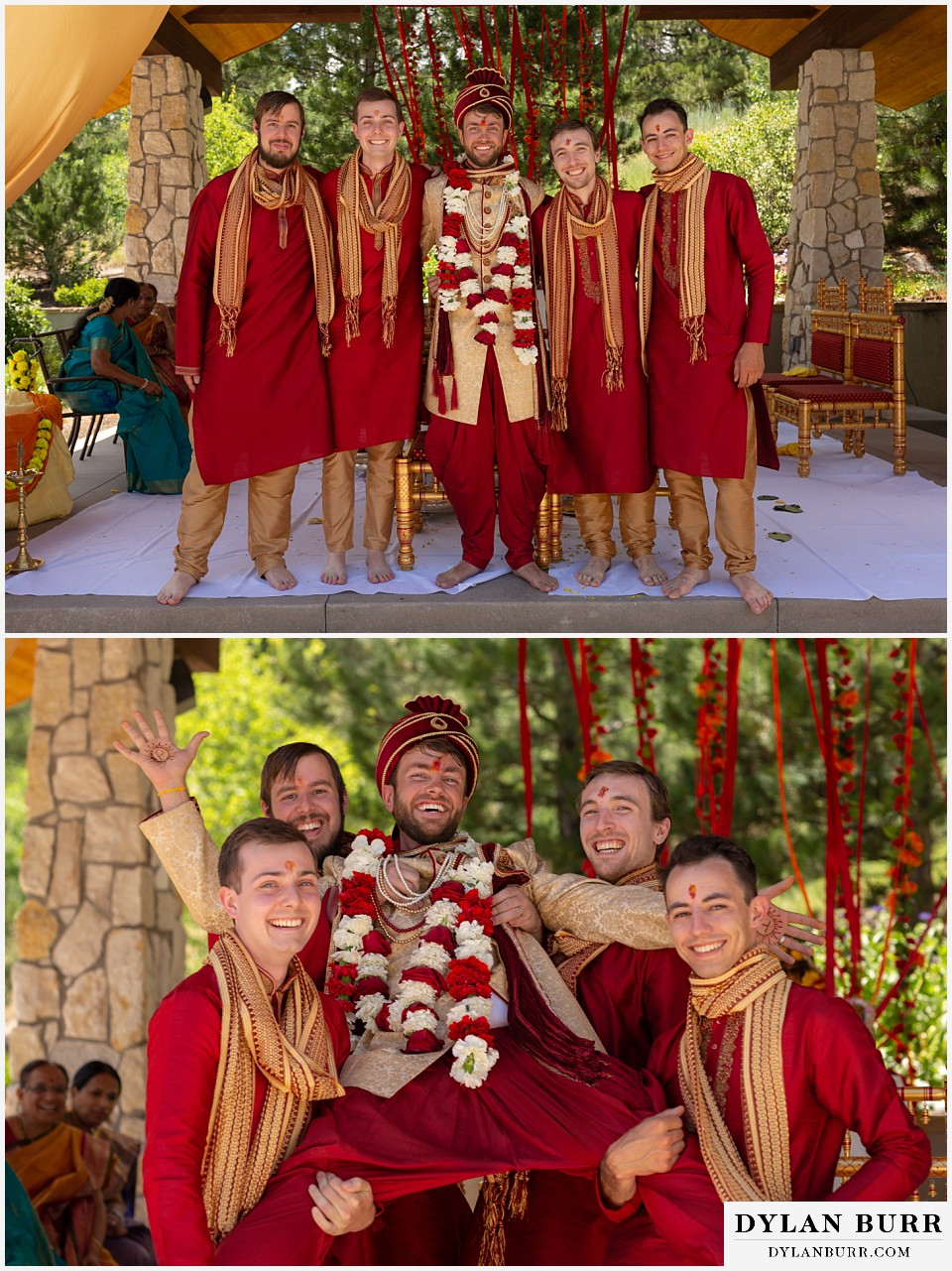 cielo at castle pines wedding colorado mountain wedding groomsmen and groom photos