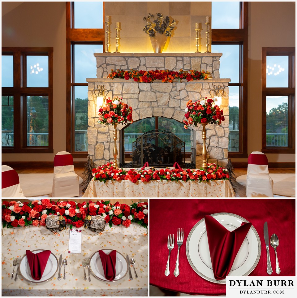 cielo at castle pines wedding colorado mountain wedding bride and groom hindu wedding head table