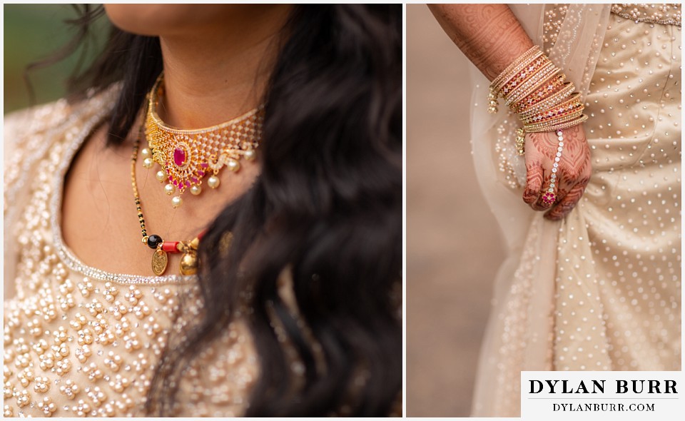 cielo at castle pines wedding colorado mountain wedding hindu bride details henna and jewelry