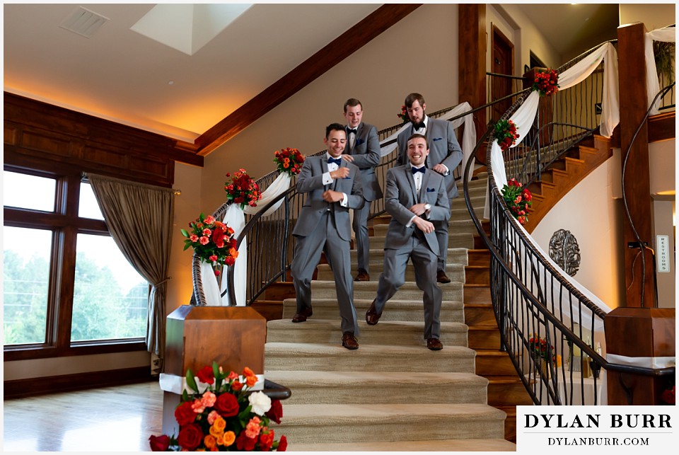 cielo at castle pines wedding colorado mountain wedding groomsmen entering reception during hindu wedding reception