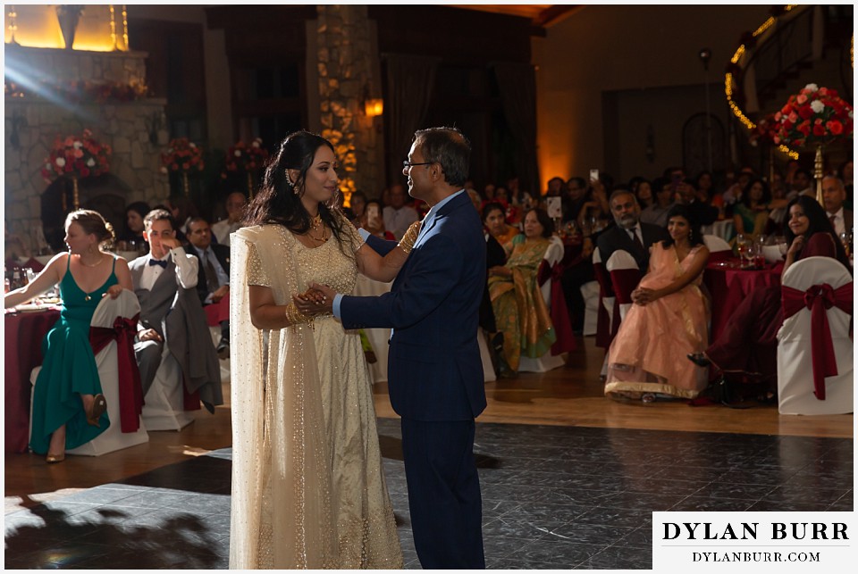 cielo at castle pines wedding colorado mountain wedding hindu bride and father dance