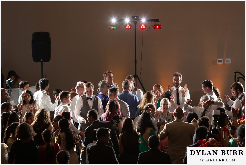 cielo at castle pines wedding colorado mountain wedding reception dancing wide shot