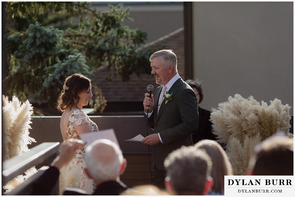 10 mile music hall micro wedding reading marriage vows out loud to bride