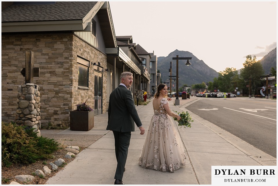 10 mile music hall micro wedding sunset on street