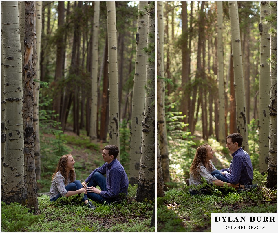 colorado mountain enagagement photo session couple together showing the changing light