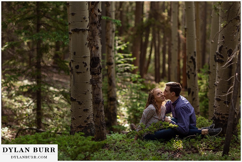 colorado mountain enagagement photo session funny cheek kisses