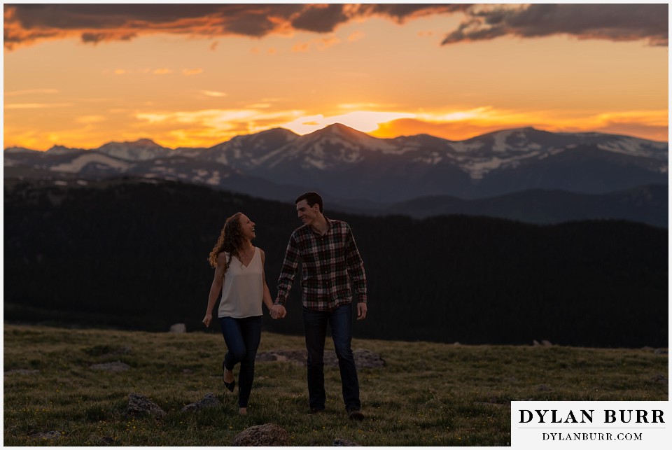 colorado mountain enagagement photo session couple walking in high mountain valley