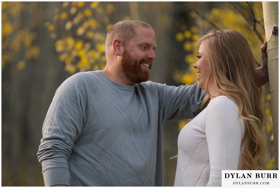 colorado mountain engagement session the look of love aspen trees