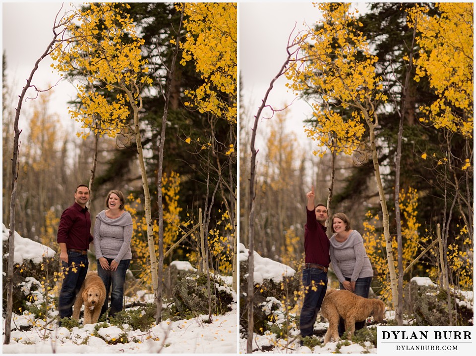 colorado mountain engagement session goofy fun groom