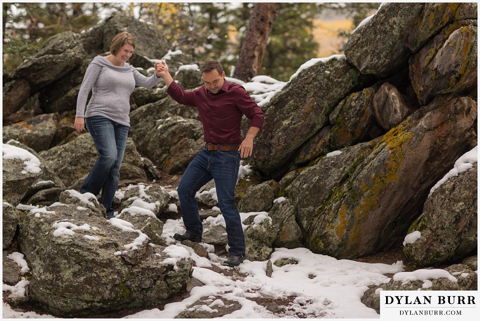 colorado mountain engagement session couple hiking