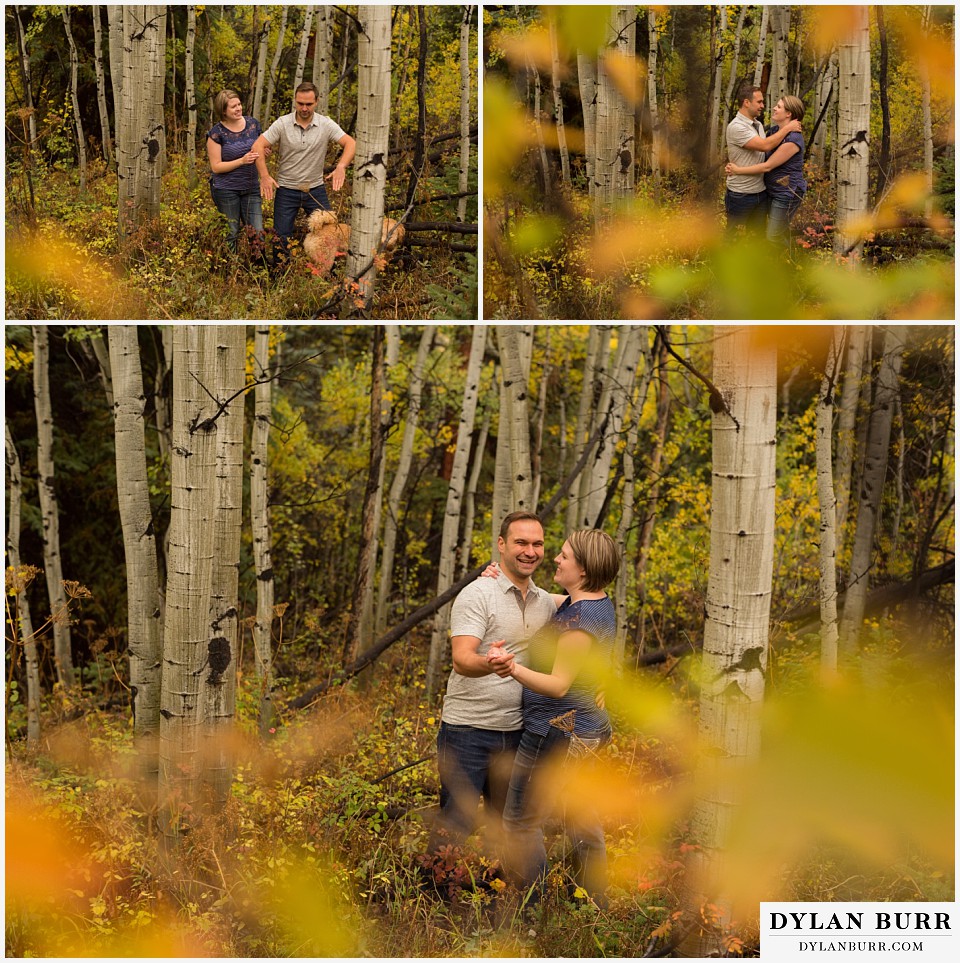 colorado mountain engagement session dacing and having fun