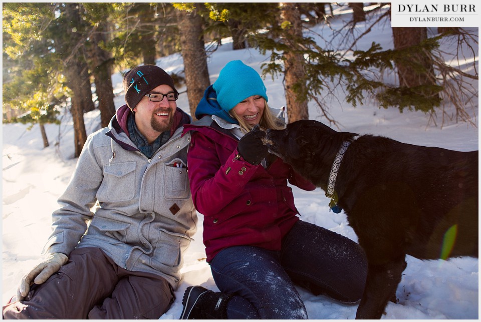 colorado mountain engagement photos black lab