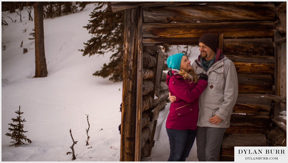 colorado mountain engagement photos old cabin