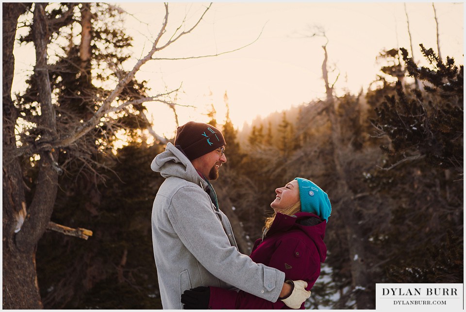 colorado mountain winter engagement photos