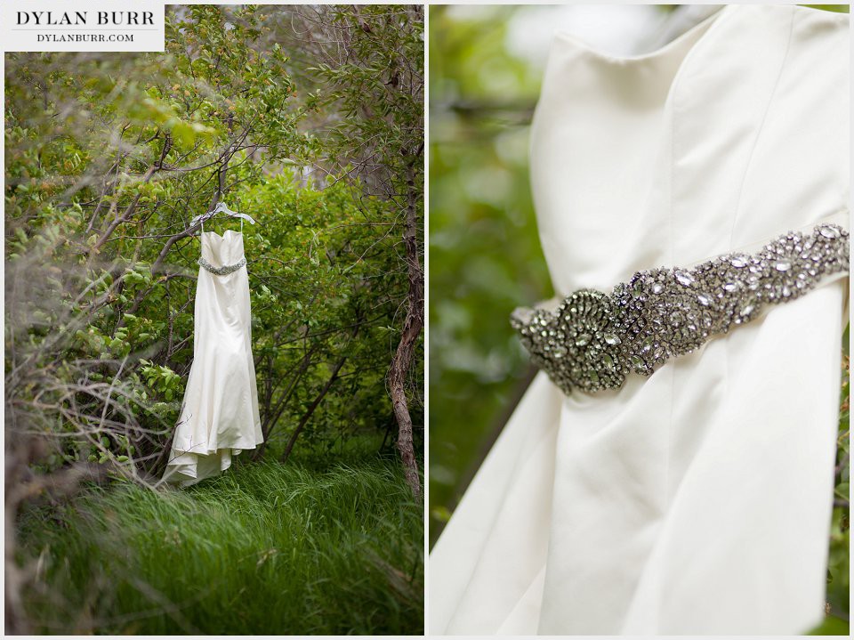 brides dress in tree ellis ranch wedding