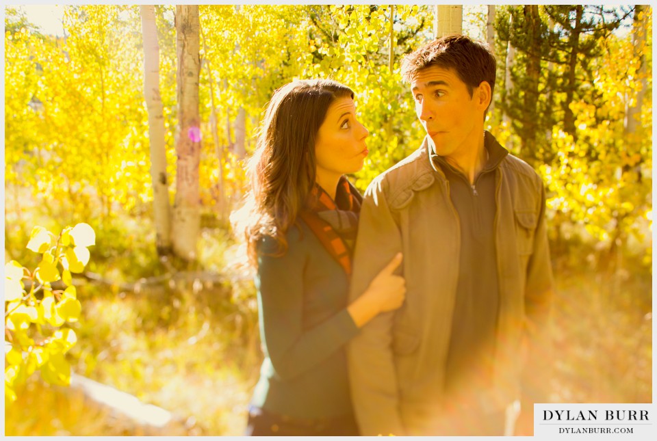 funny engagement photos aspen trees colorado