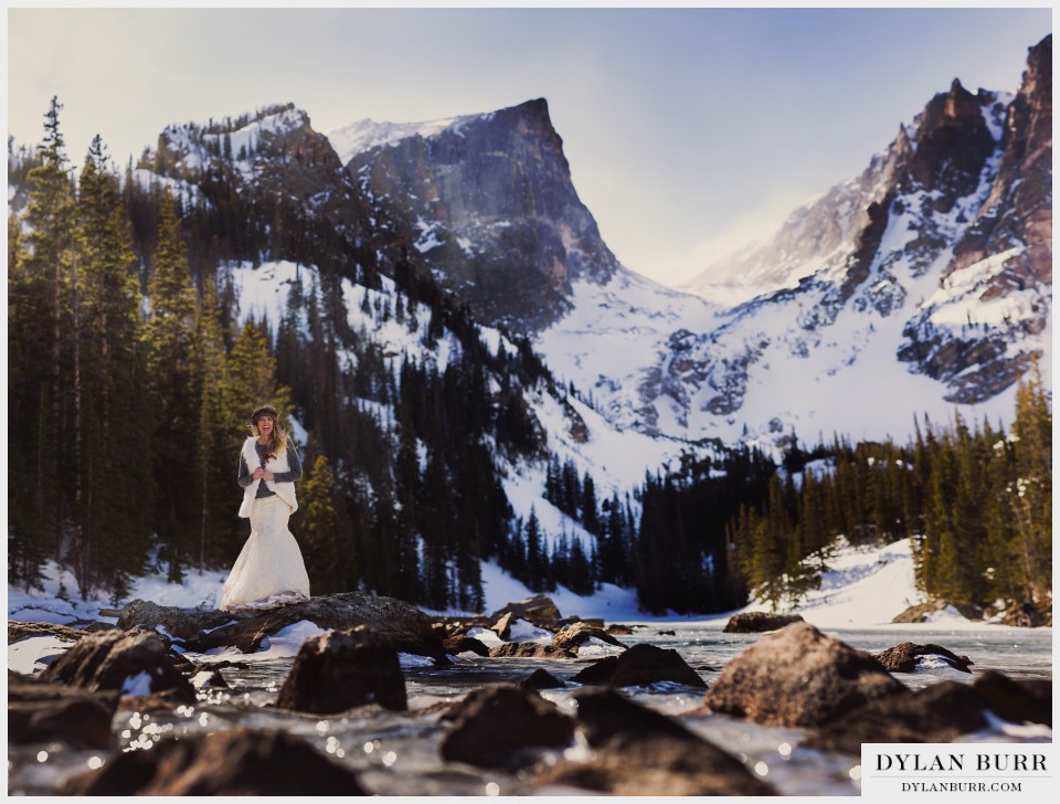 estes park colorado winter wedding anniversary bride