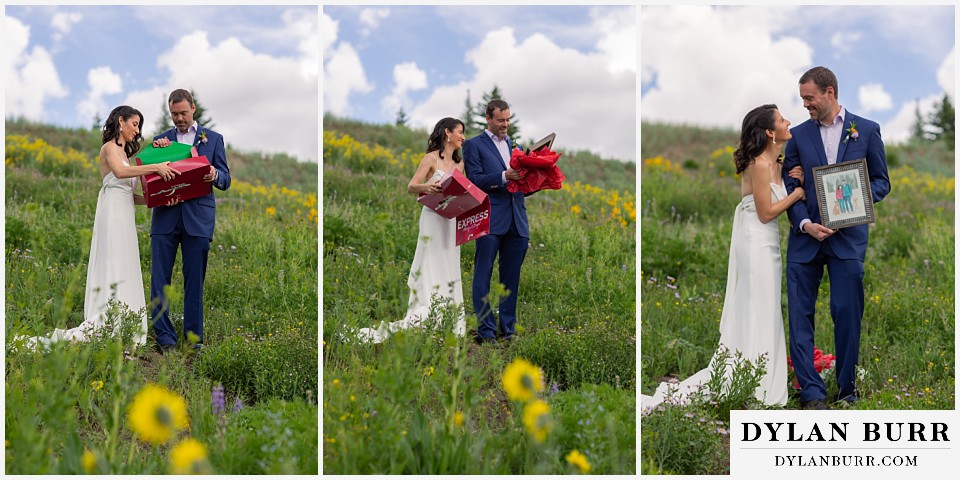 bride gives grooms gift