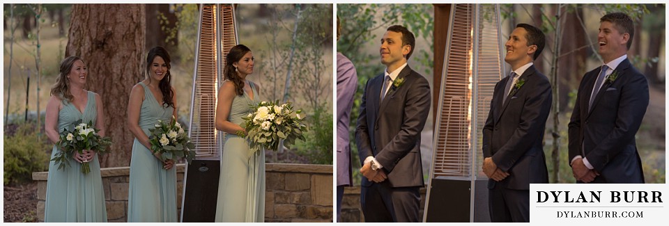 della terra wedding estes park colorado mountain wedding bridal party during ceremony