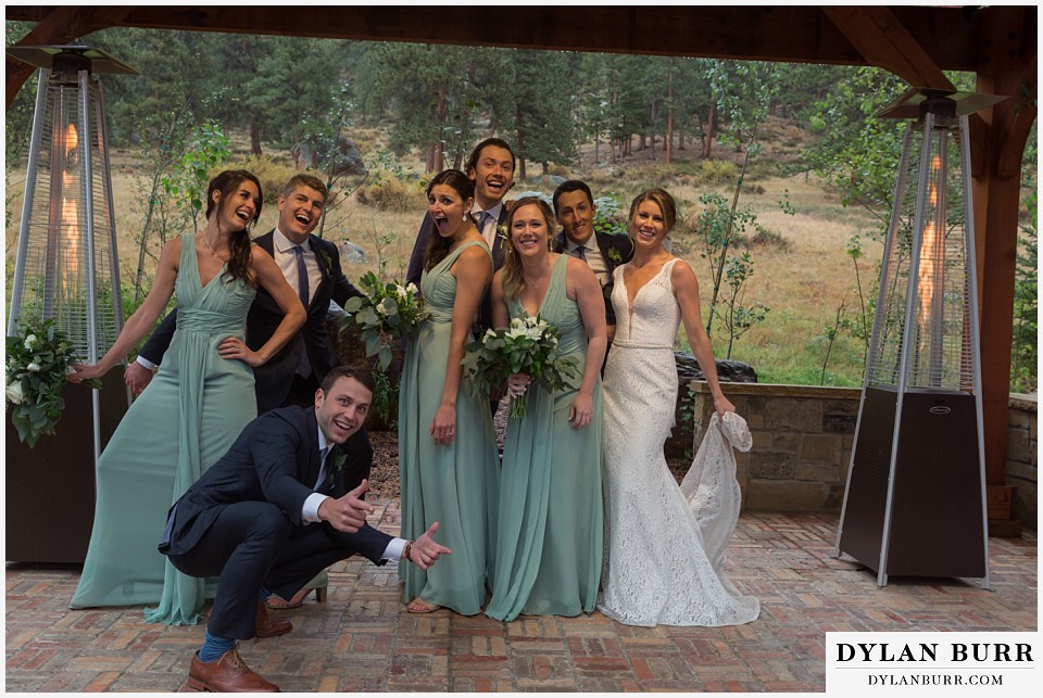 della terra wedding estes park colorado mountain wedding goofy bridal party photos