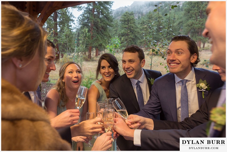 della terra wedding estes park colorado mountain wedding bridal party toast