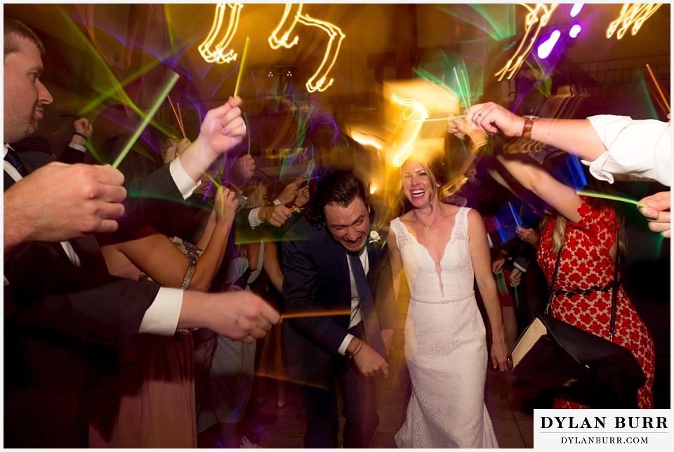 della terra wedding estes park colorado mountain wedding glow stick grand exit