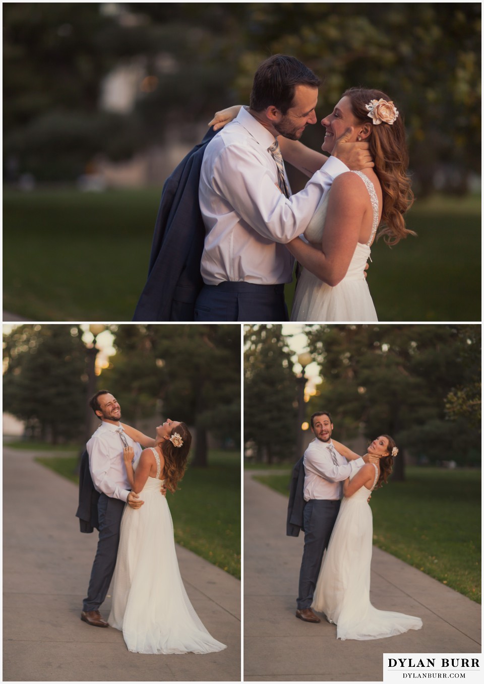 colorado wedding photographer goofy couple downtown denver