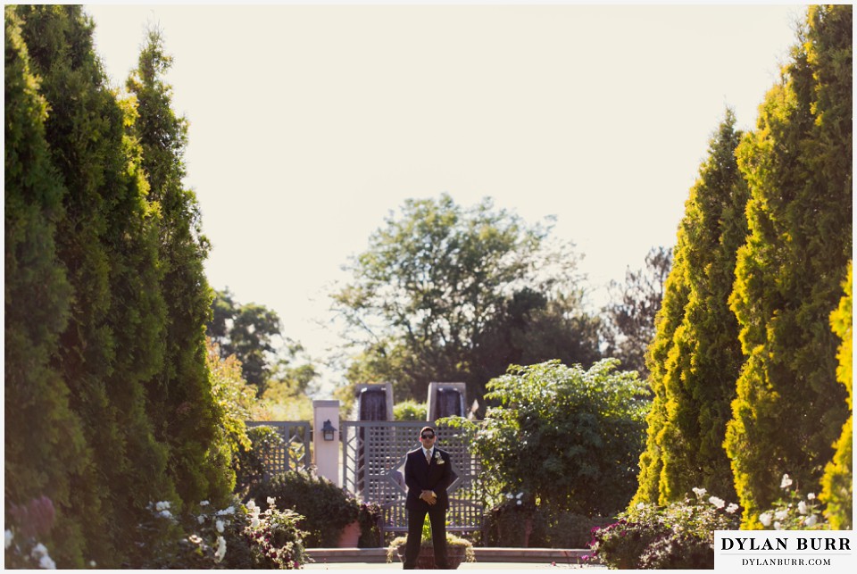 colorado wedding photographer denver botanic gardens groom waiting