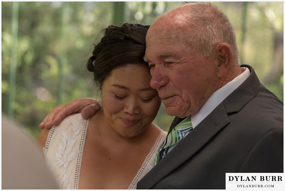 denver botanic gardens wedding colorado woodland mosaic bride and her father