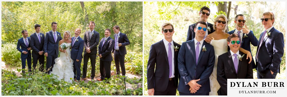 denver botanic gardens wedding bride groomsmen photos