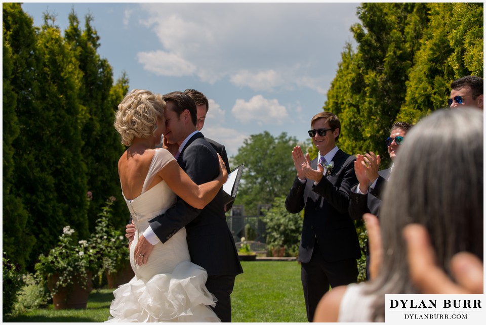 denver botanic gardens wedding ceremony first kiss